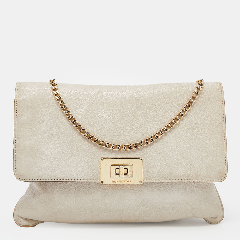 MICHAEL MICHAEL KORS White Leather Sloan Chain Flap Shoulder Bag - Picture 1 of 9
